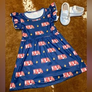 Flutter sleeve fire truck dress